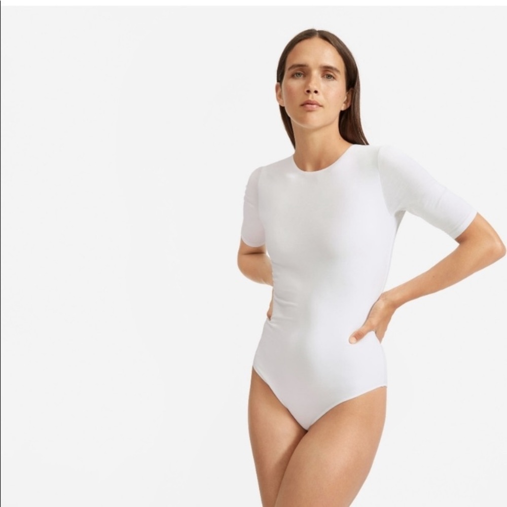 Everlane Supima Cotton Short Sleeve Crew Neck Body Suit White XS